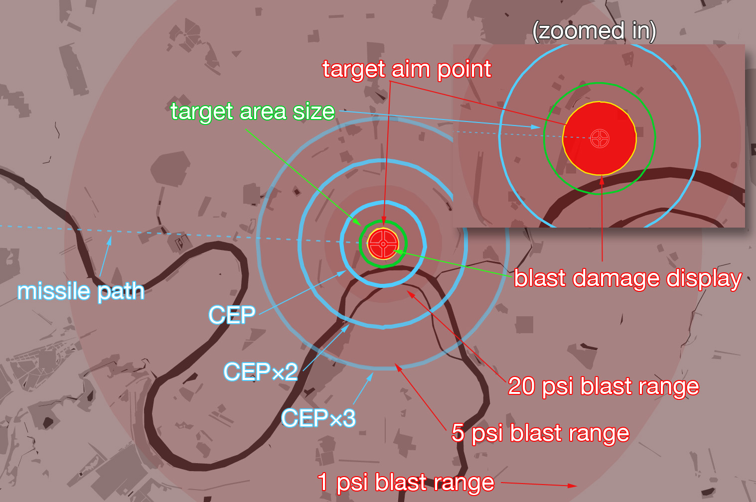 Screenshot of the MISSILEMAP icons visible from a zoomed in view, with labels